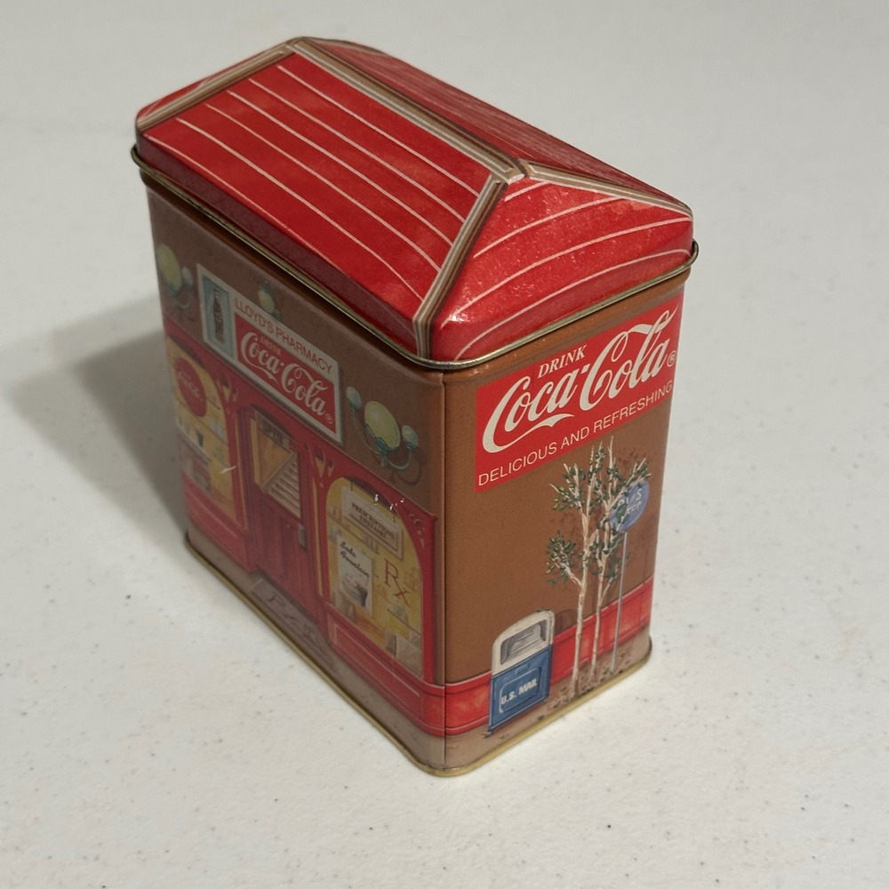 Coca-Cola Lloyd's Pharmacy Storefront Collectible Metal Tin Vintage Style Brown